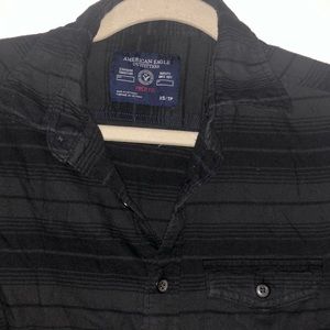 AEO Black Striped Button Down